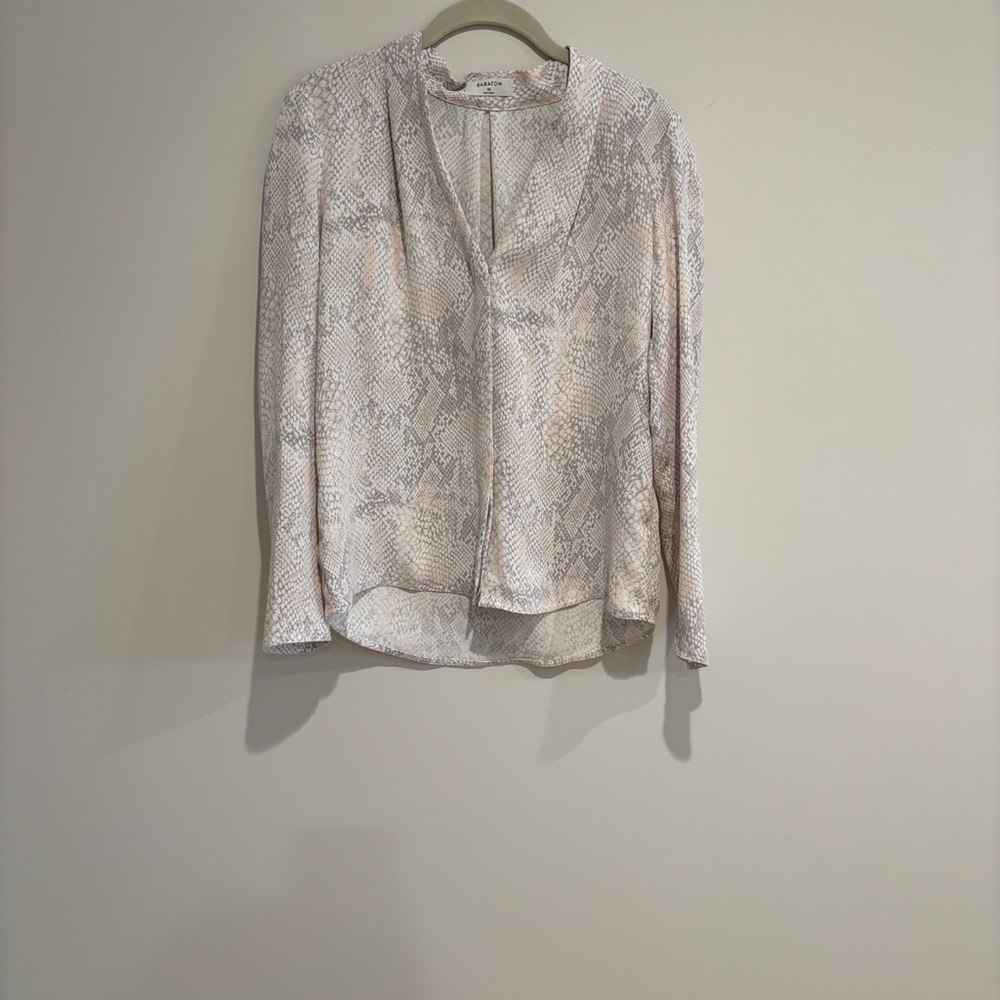 Babaton Cream and Gray Snake Print Blouse